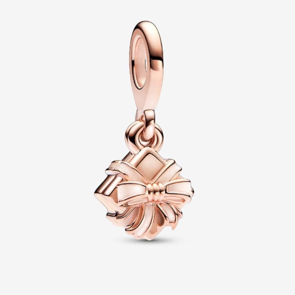 Authentic Pandora rose gold happy birthday present box charm